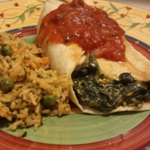 Cheesy Spinach Burritos