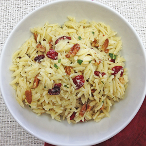 Parmesan Orzo Salad With Toasted Pecans & Cranberries