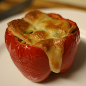 Shrimp And Baby Pea Stuffed Pepper with GO Veggie! Shreds