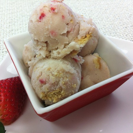 Strawberry Cream Cheese Ice Cream with Graham Cracker Crumble