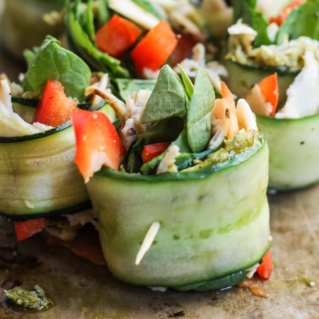 Pesto & Turkey Cucumber Roll-Ups