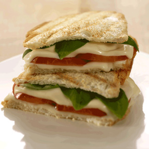 Grilled GO Veggie! Lactose Free Mozzarella Slice, Tomato, & Basil Panini