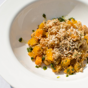 Butternut Squash, Sweet Potato and White Bean Bake