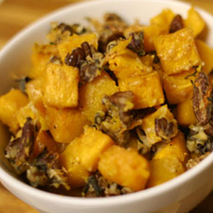 Roasted Butternut Squash with Sage, Pecans, and GO Veggie! Lactose Free Parmesan, Mozzarella, Romano