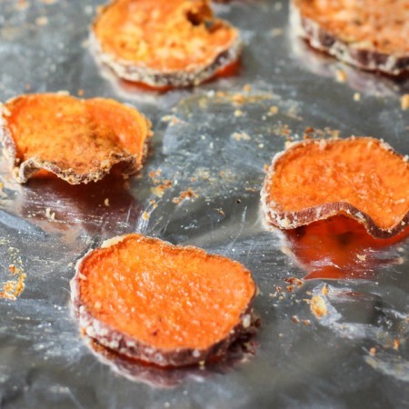 Parmesan Garlic Baked Sweet Potato Chips